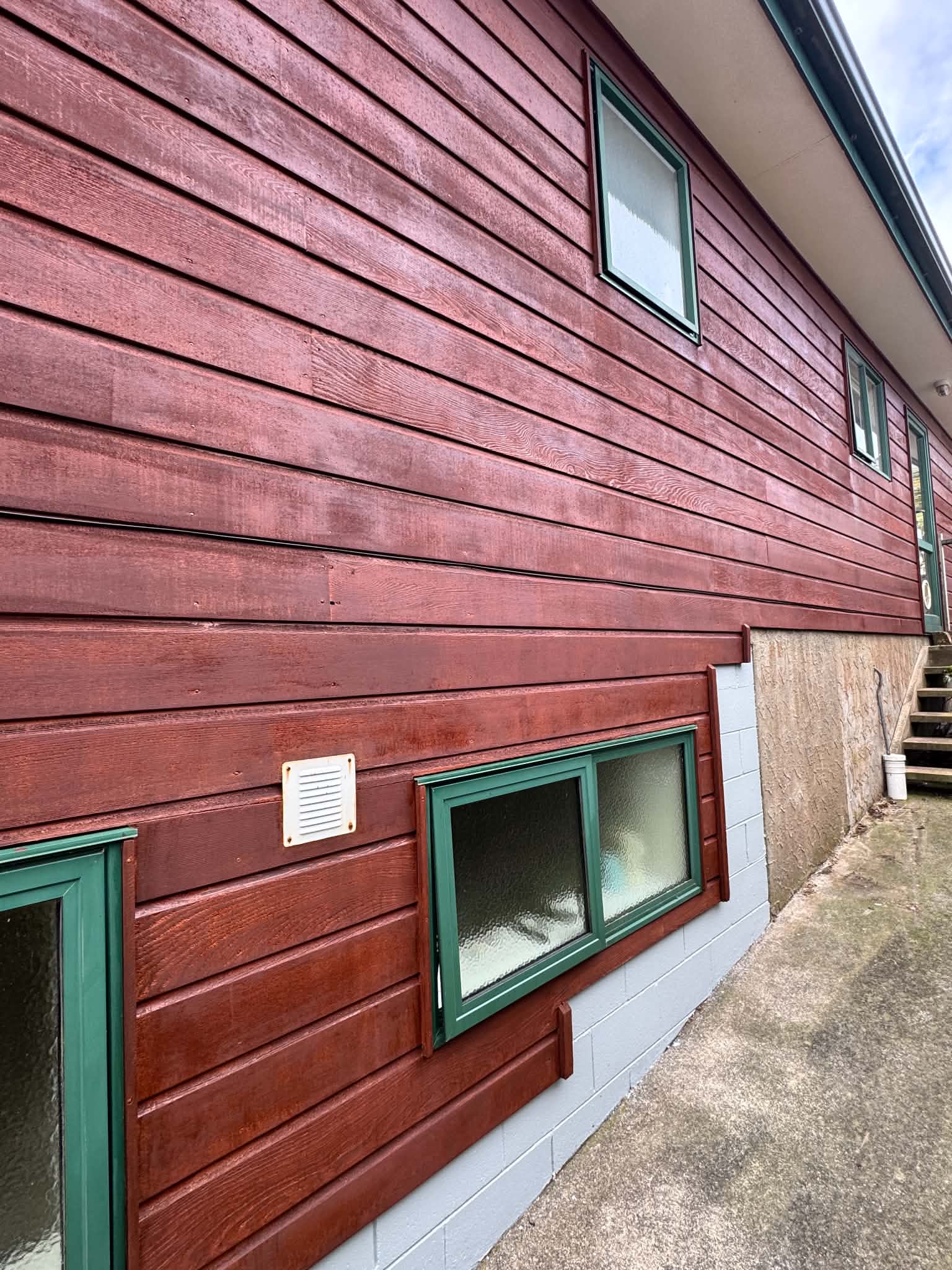 Final view of the completed cedar exterior in Johnsonville.